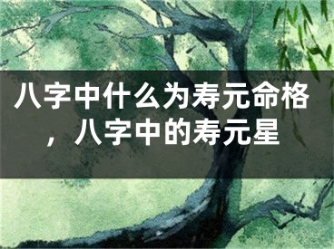 八字中什么为寿元命格，八字中的寿元星