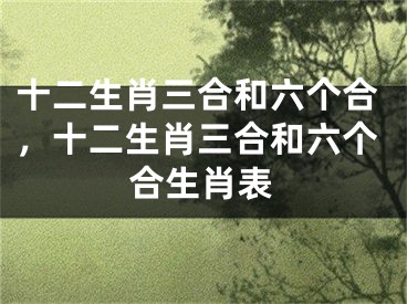 十二生肖三合和六个合，十二生肖三合和六个合生肖表