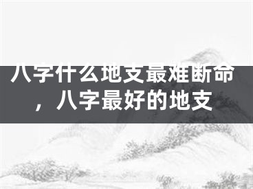 八字什么地支最难断命，八字最好的地支