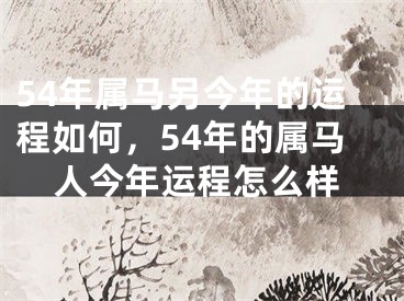54年属马另今年的运程如何,54年的属马人今年运程怎么样